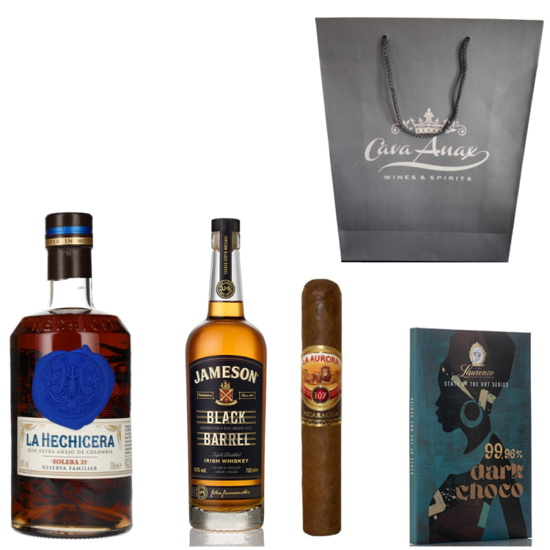 La Hechicera & Jameson Black Barrel & La Aurora 107 & Dark Chocolate Set La Hechicera & Jameson Black Barrel & La Aurora 107 & Dark Chocolate Set